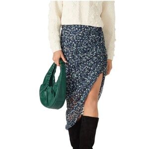 Veronica Beard Blue Floral Silk Chiffon ARI High-Low Skirt Size 4‎